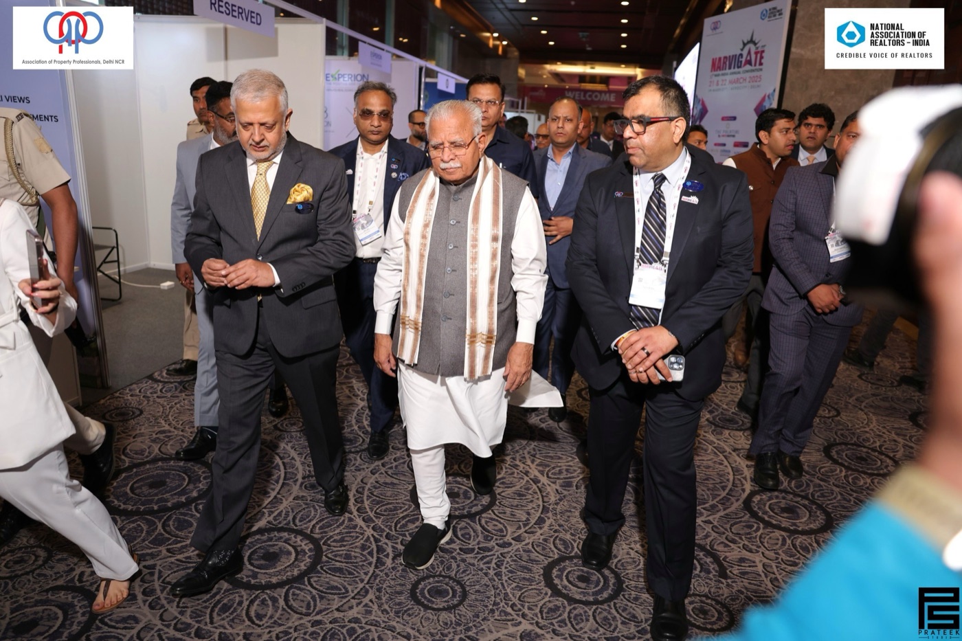 Sam Chopra walking with Shri Manohar Lal Khattar, Union Minister of Housing and Urban Affairs, at NARVIGATE 2025