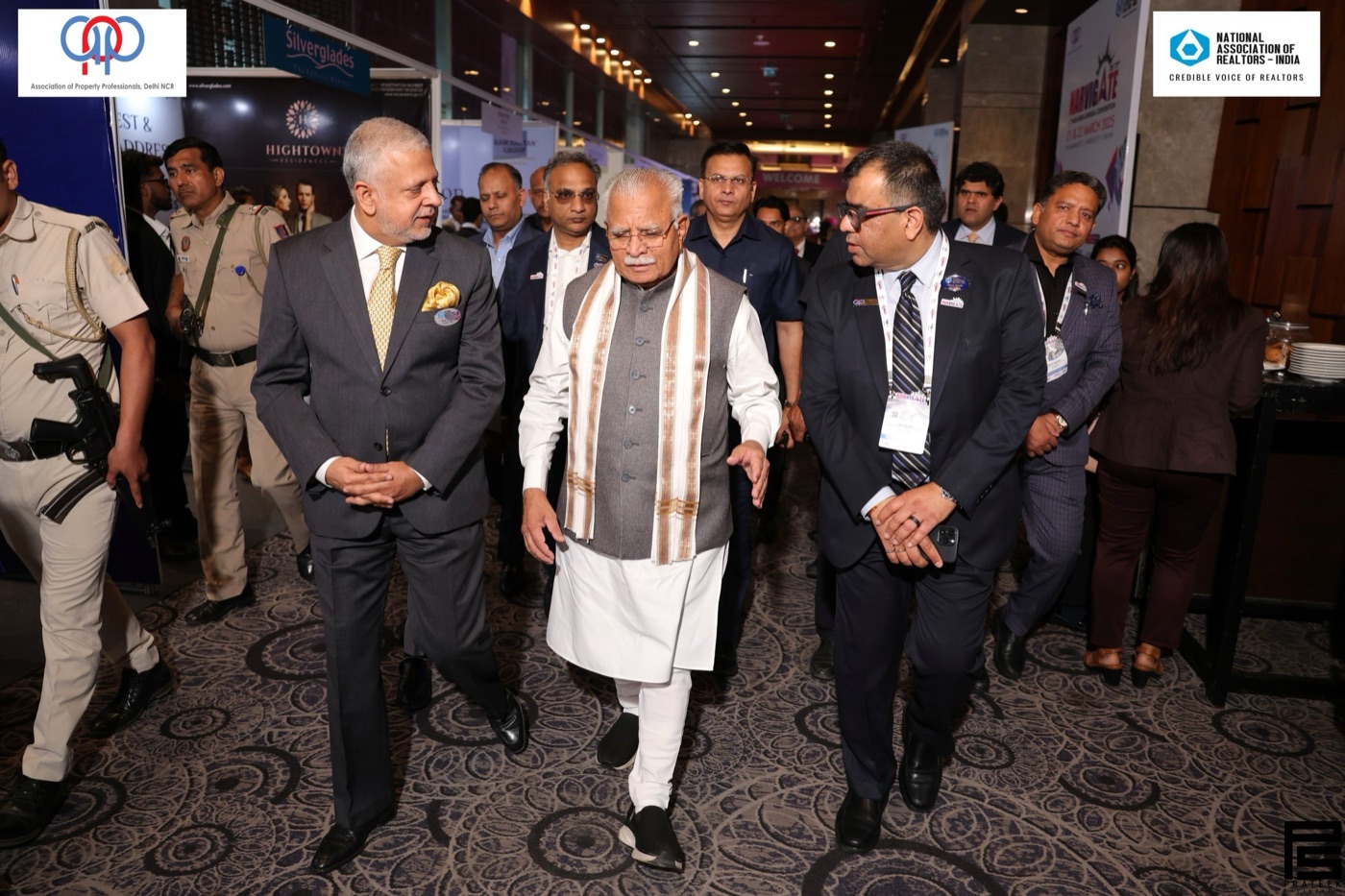 Sam Chopra walking with Union Housing Minister Manohar Lal Khattar at NARVIGATE 2025